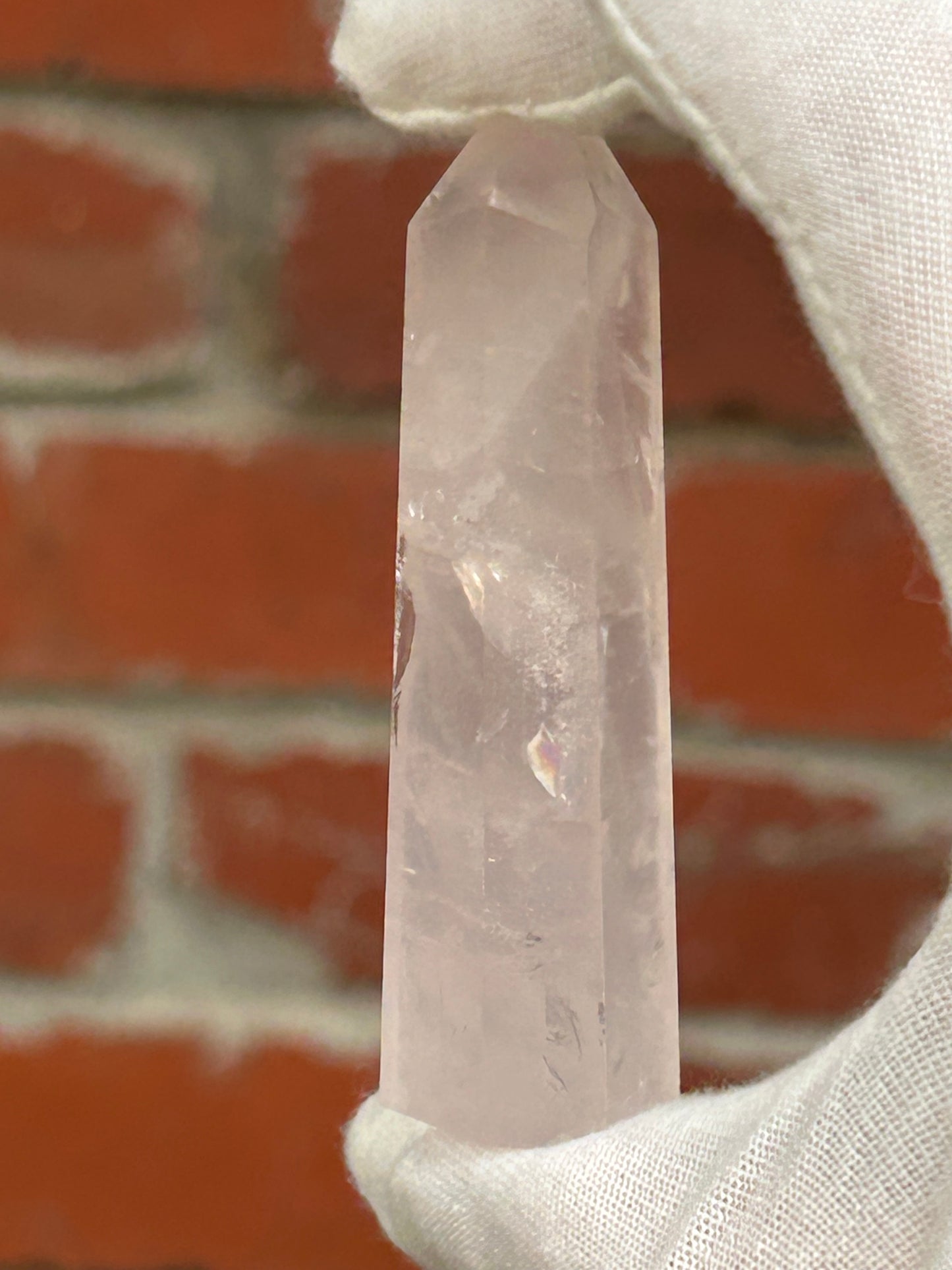 rose quartz crystal point obelisk