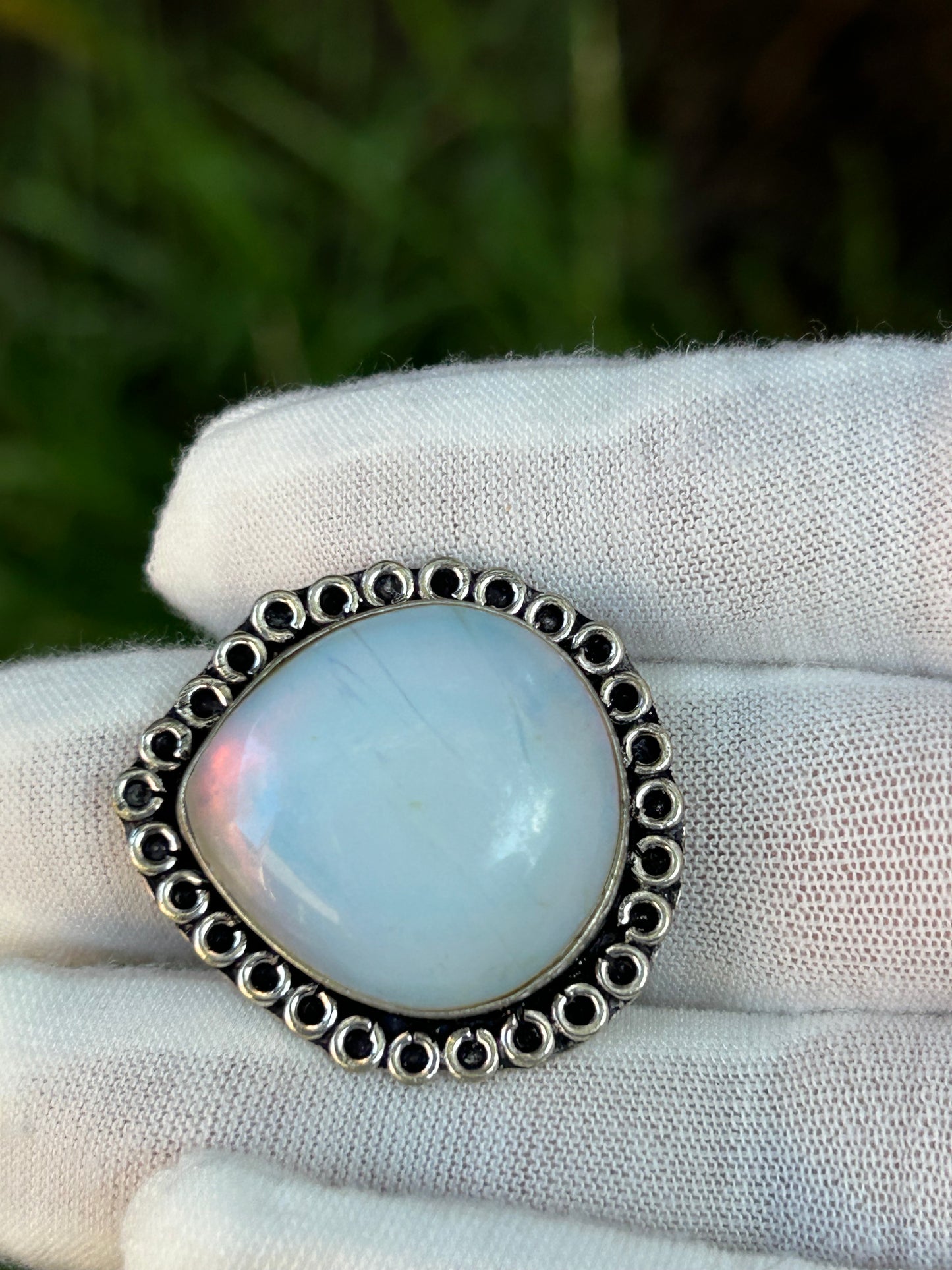 Large Fire Opal Statement ring unique style 925 Sterling Silver Plated Size 8