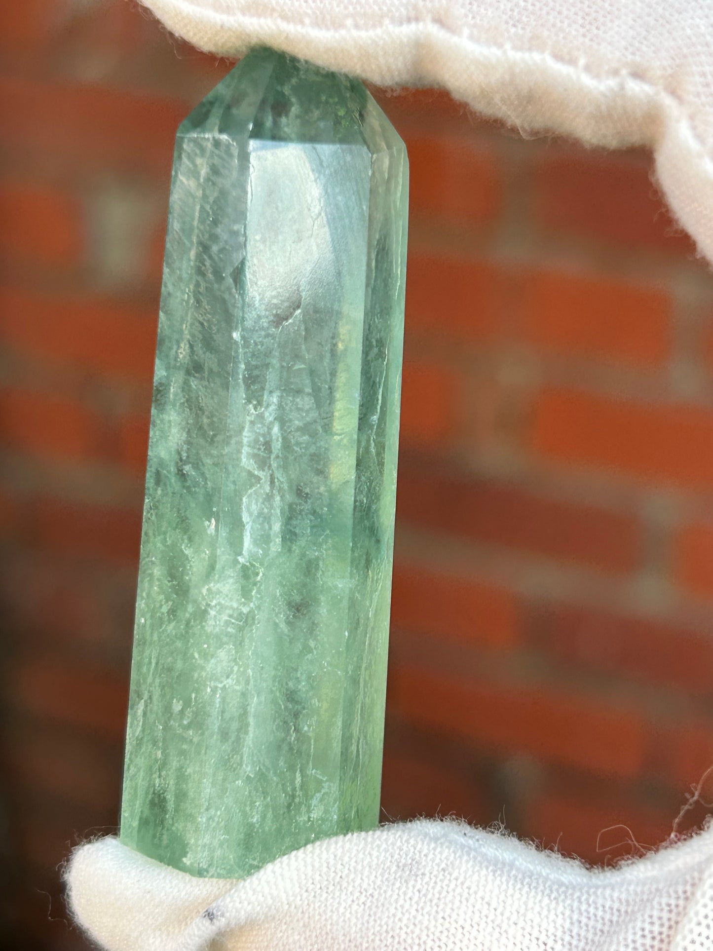 green fluorite crystal point obelisk