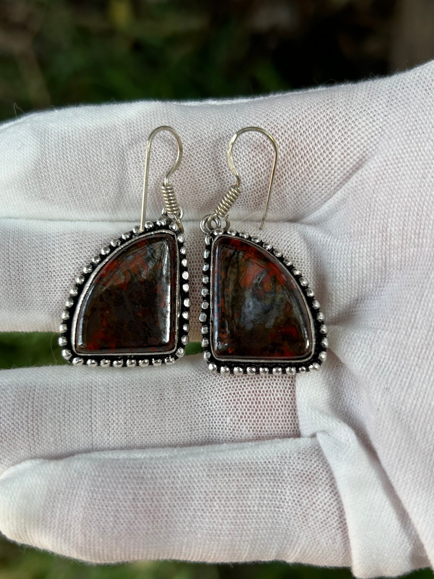 Unique shape Stick Agate Handmade earrings set in 925 Sterling Silver design