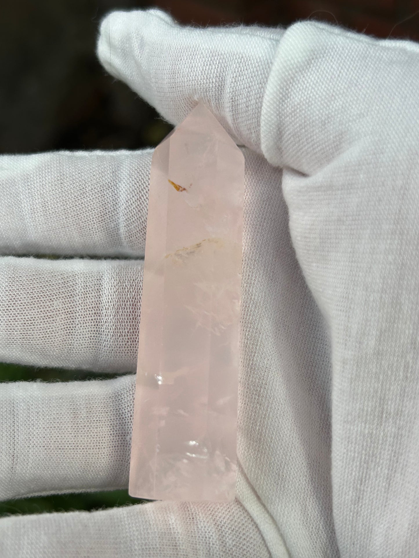rose quartz crystal point obelisk