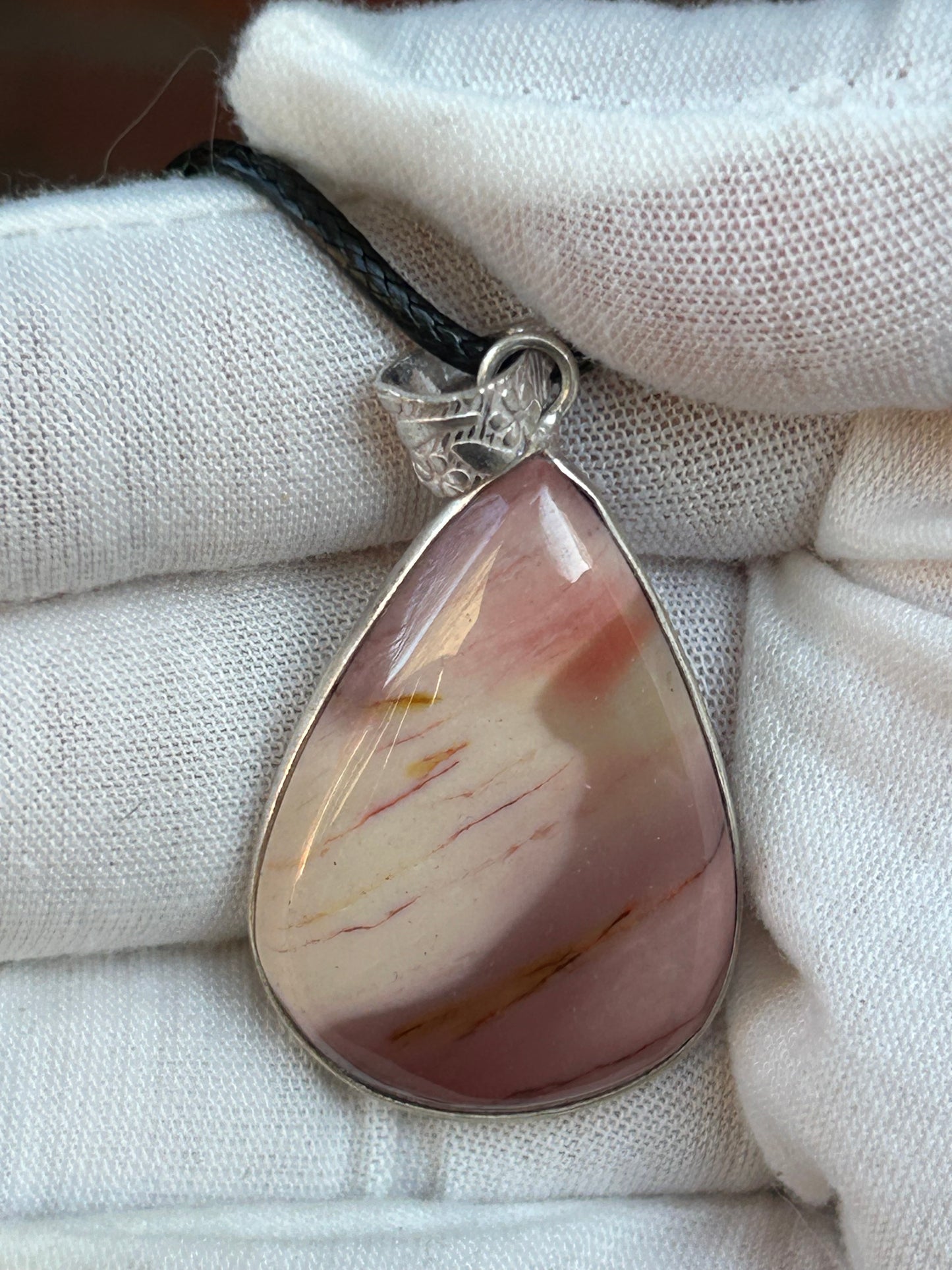 Mookaite teardrop raindrop pendant set in silver silver pendant fixture