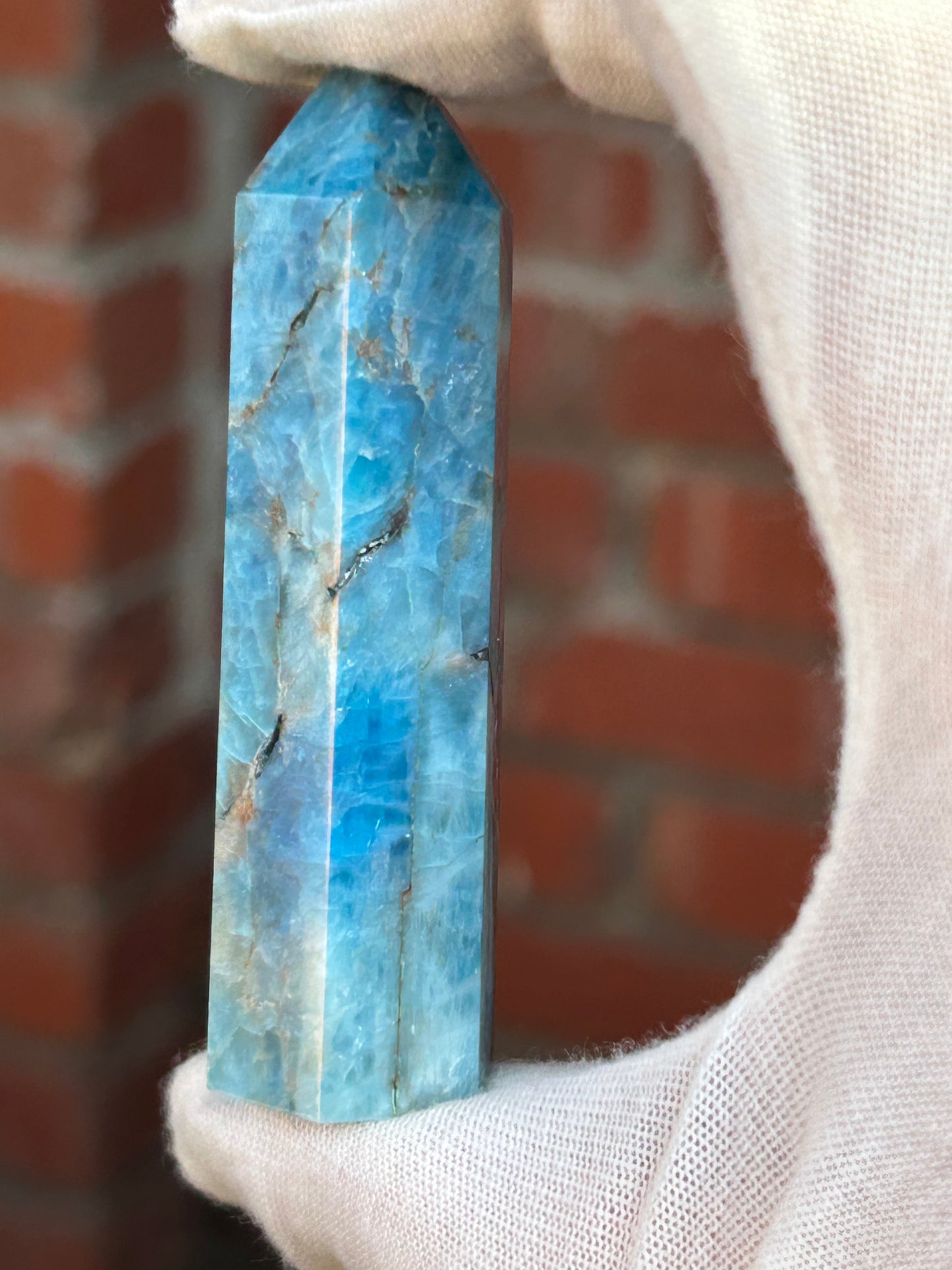 Blue Apatite Crystal Point Tower