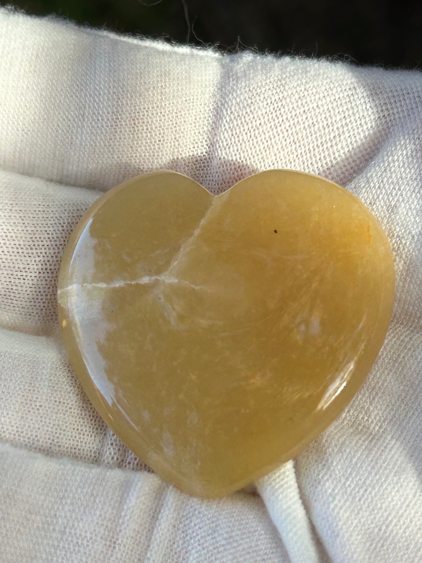 Yellow Jade Polished Heart Thumb Stone