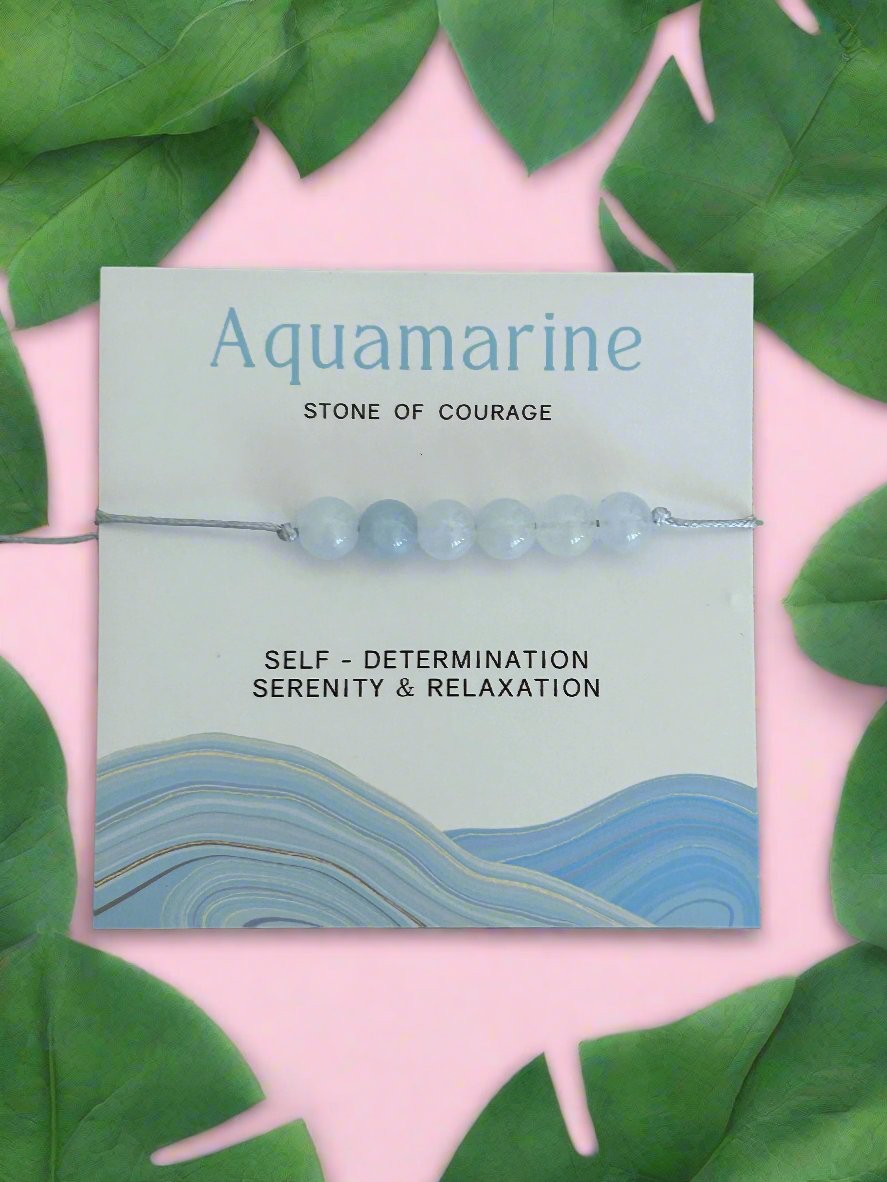 Aquamarine Bead and Cord Bracelet