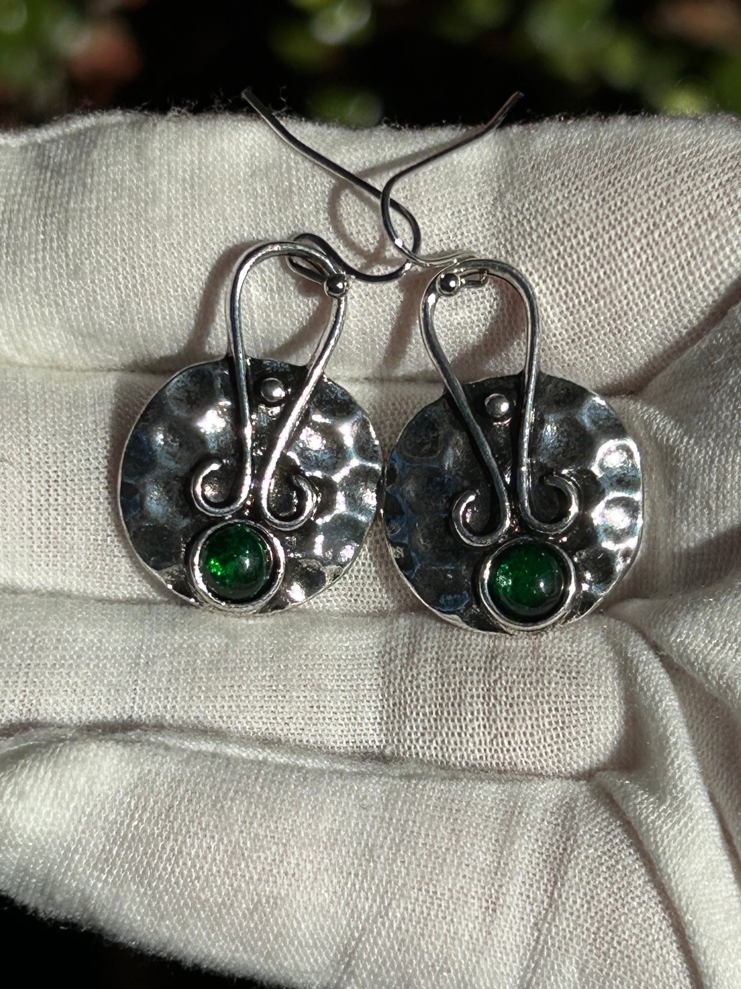 Green Jade Antique Silver Drop Earrings