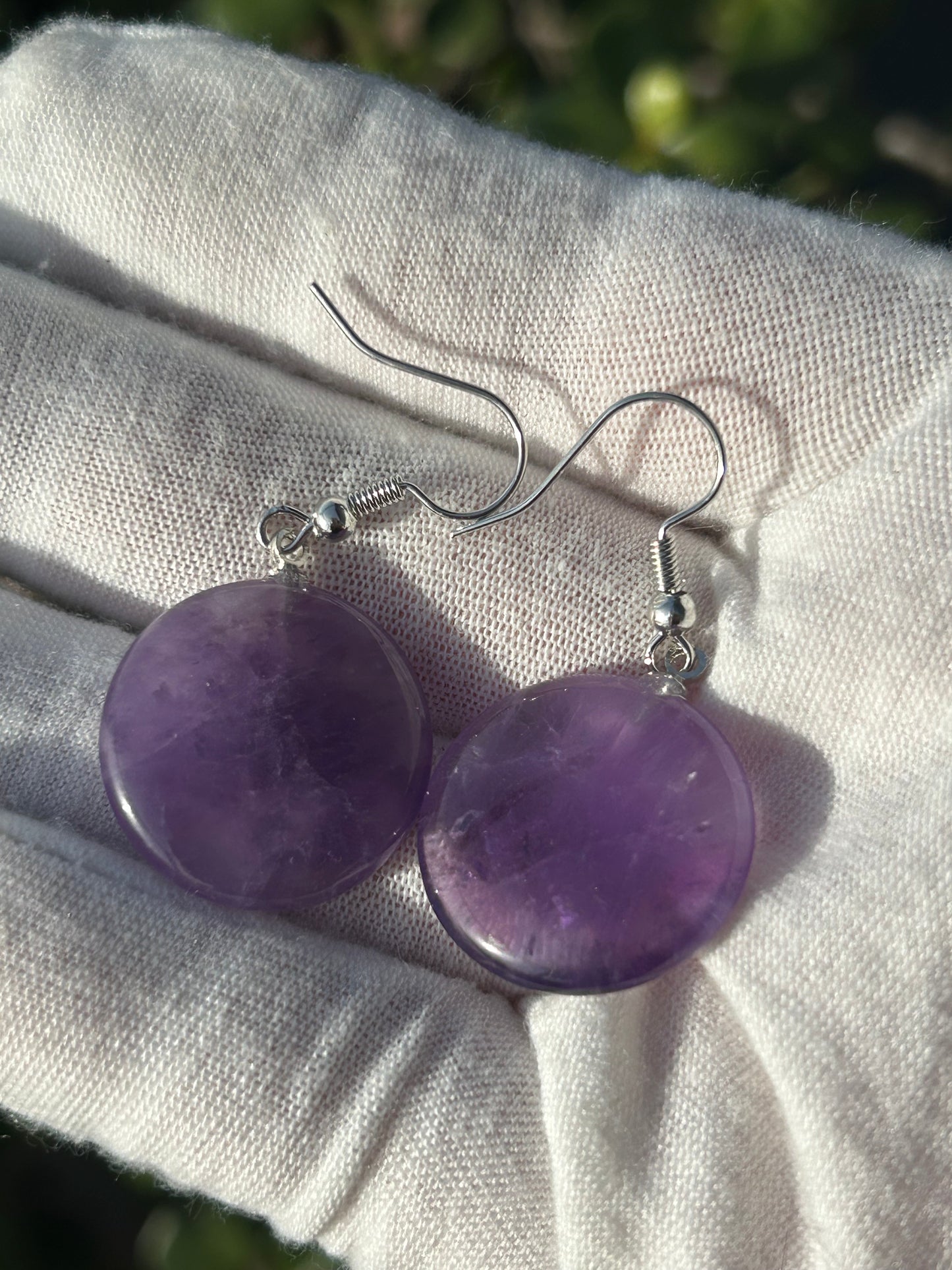 Amethyst Disc Earrings