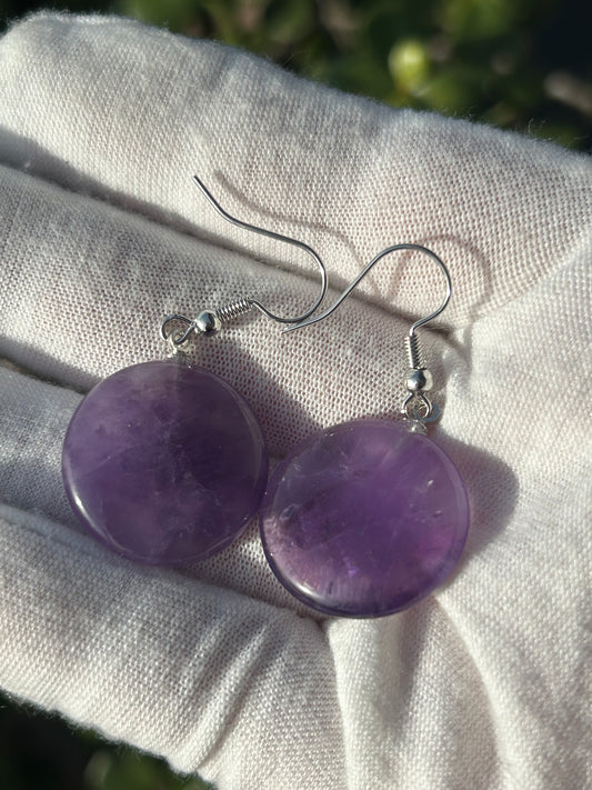 Amethyst Disc Earrings