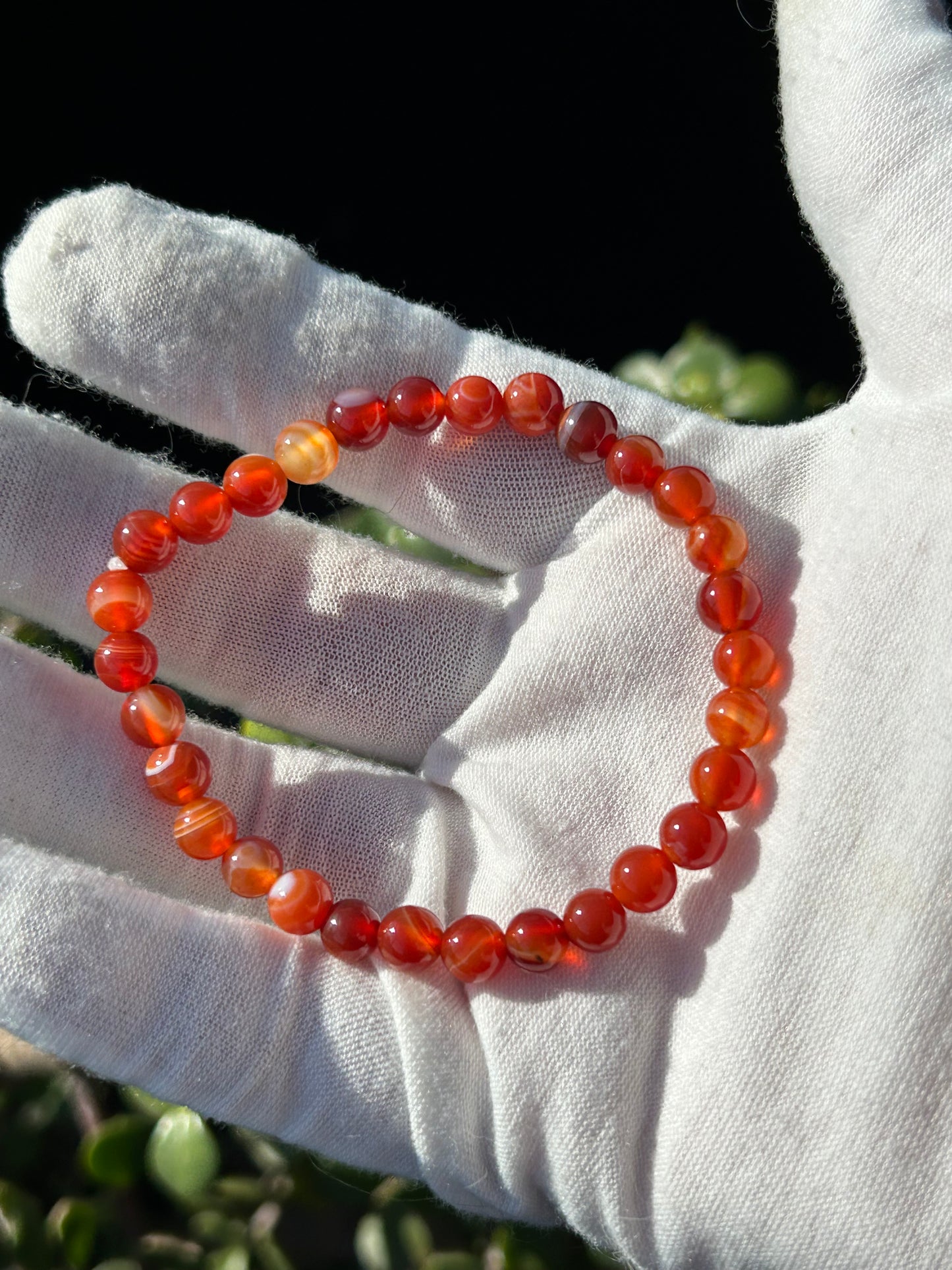 Sardonyx Polished Crystal Bead Bracelet