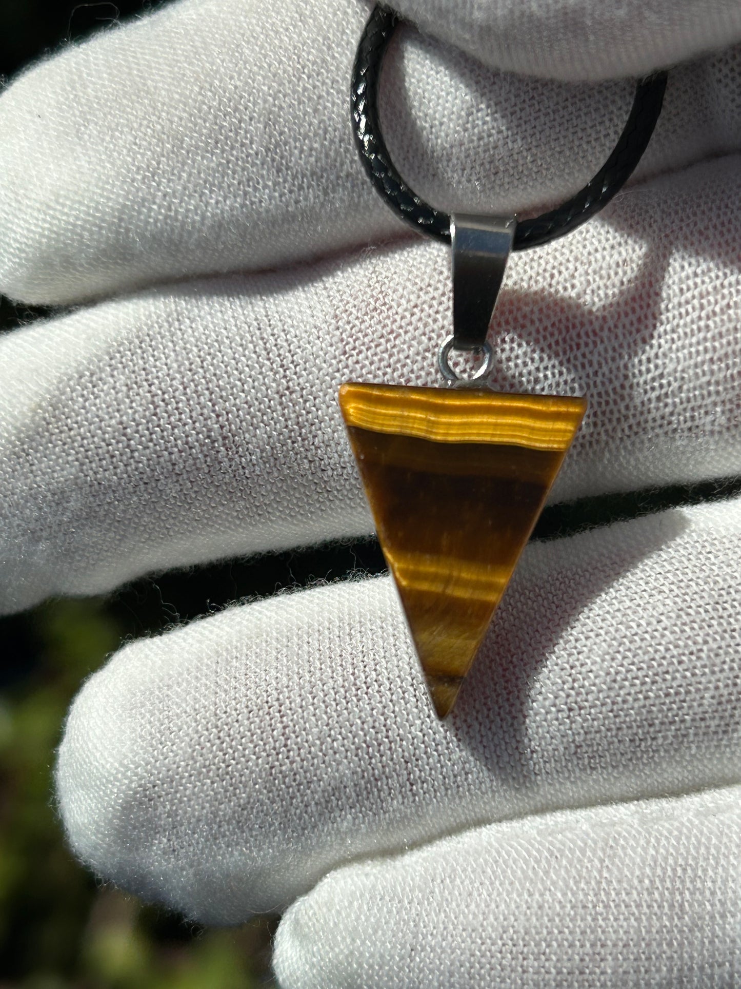 Tigers Eye Polished Triangular Pendant