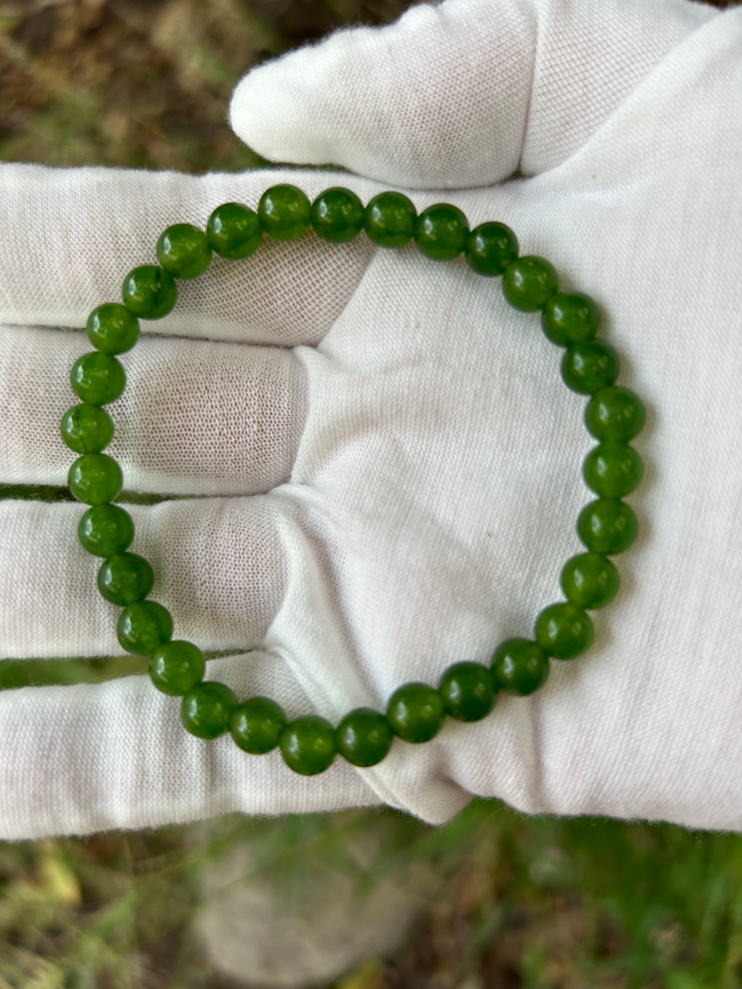 Hetian Jade polished Bead  crystal Bracelet