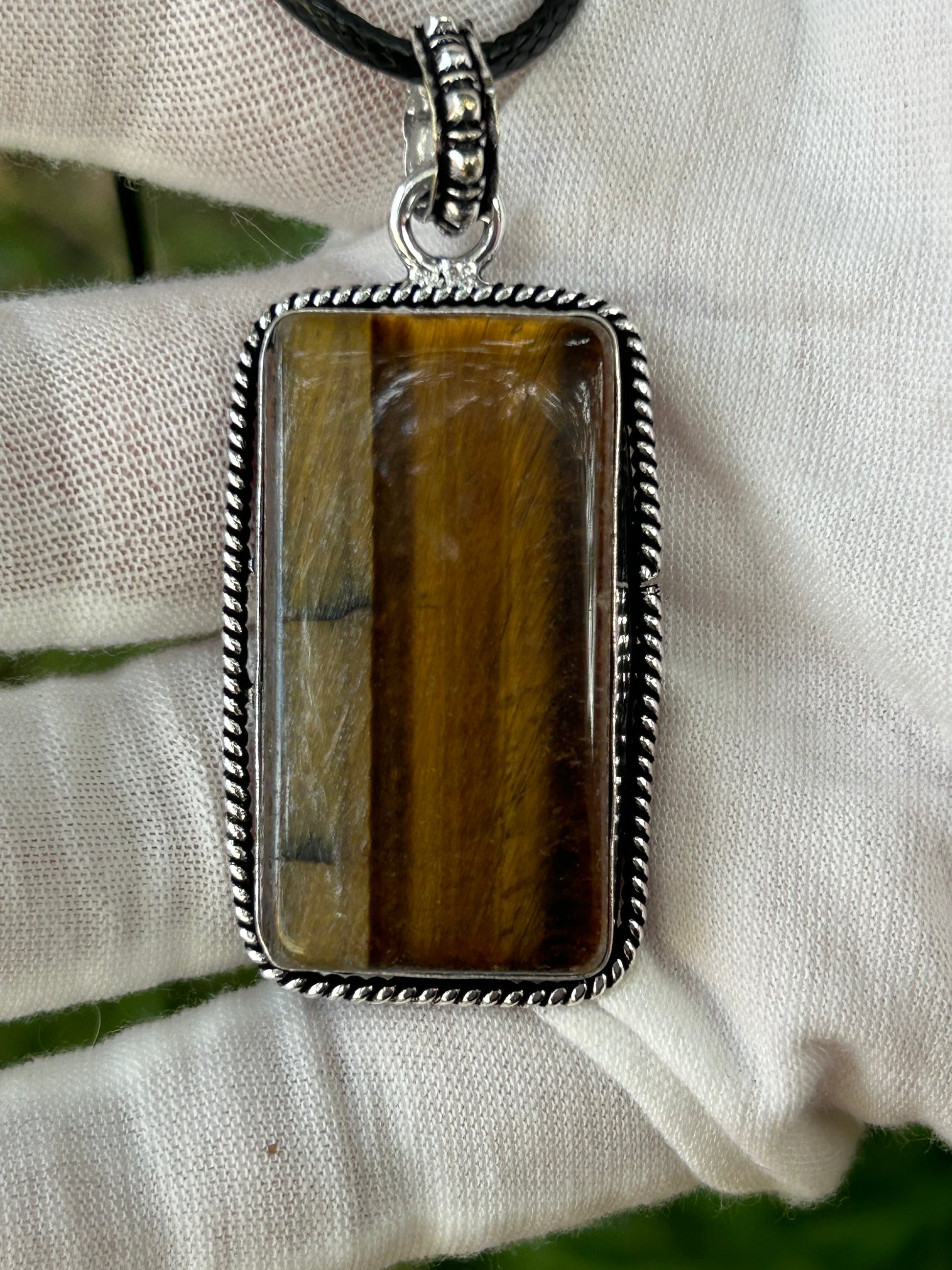 Tigers Eye Pendant Set in Antique Silver unique design