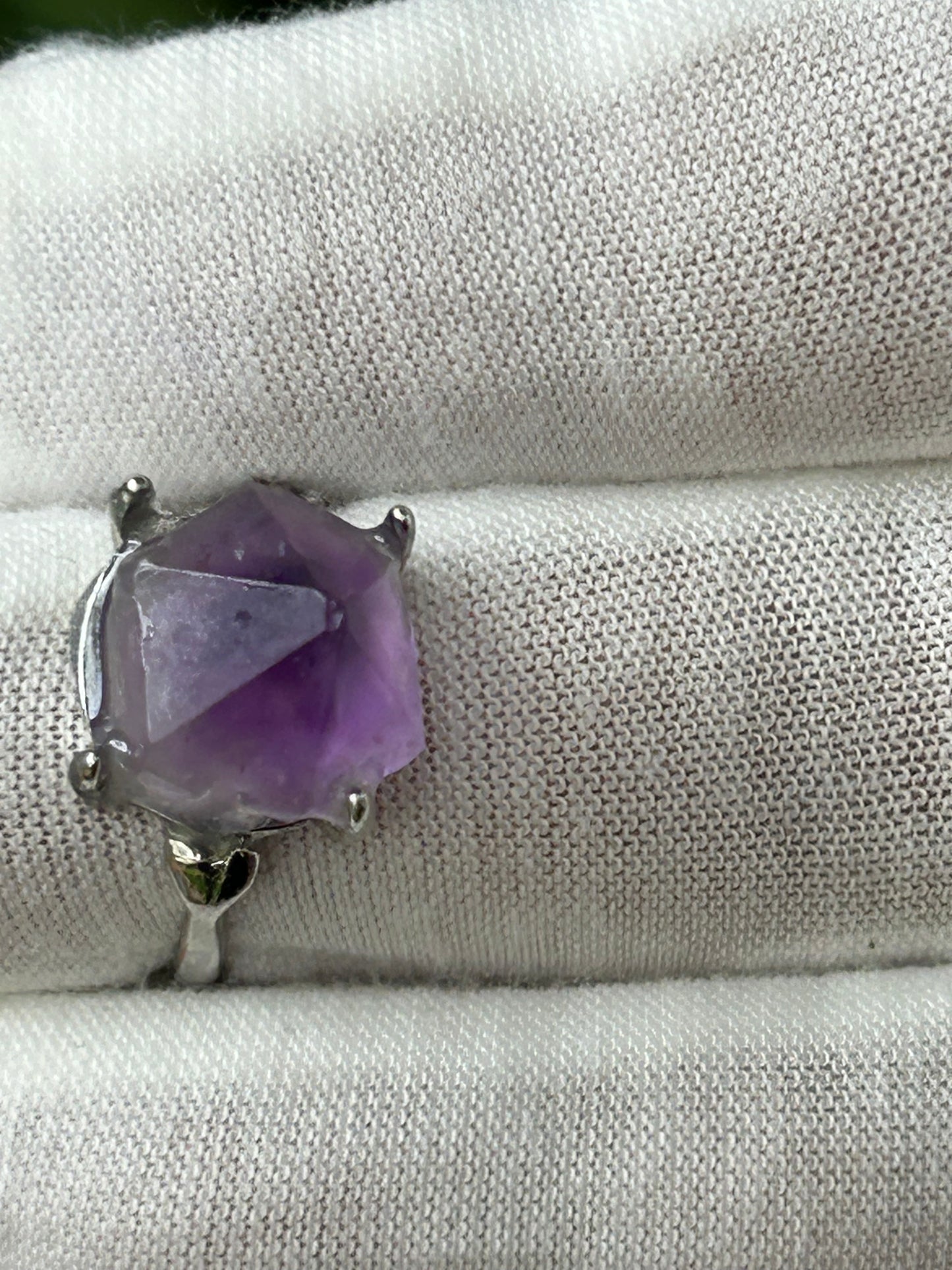 raw amethyst crystal ring set in silver