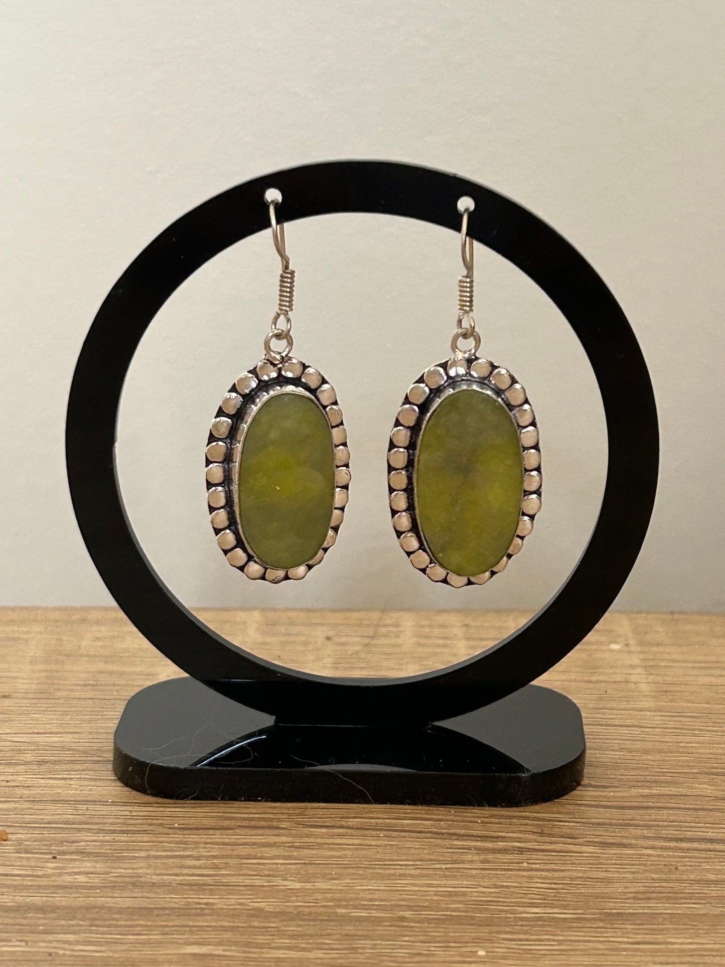 Vesuvianite Handmade 925 Oval Earrings with unique sterling silver setting