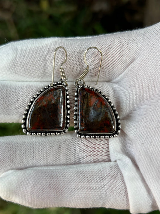 Unique shape Stick Agate Handmade earrings set in 925 Sterling Silver design 