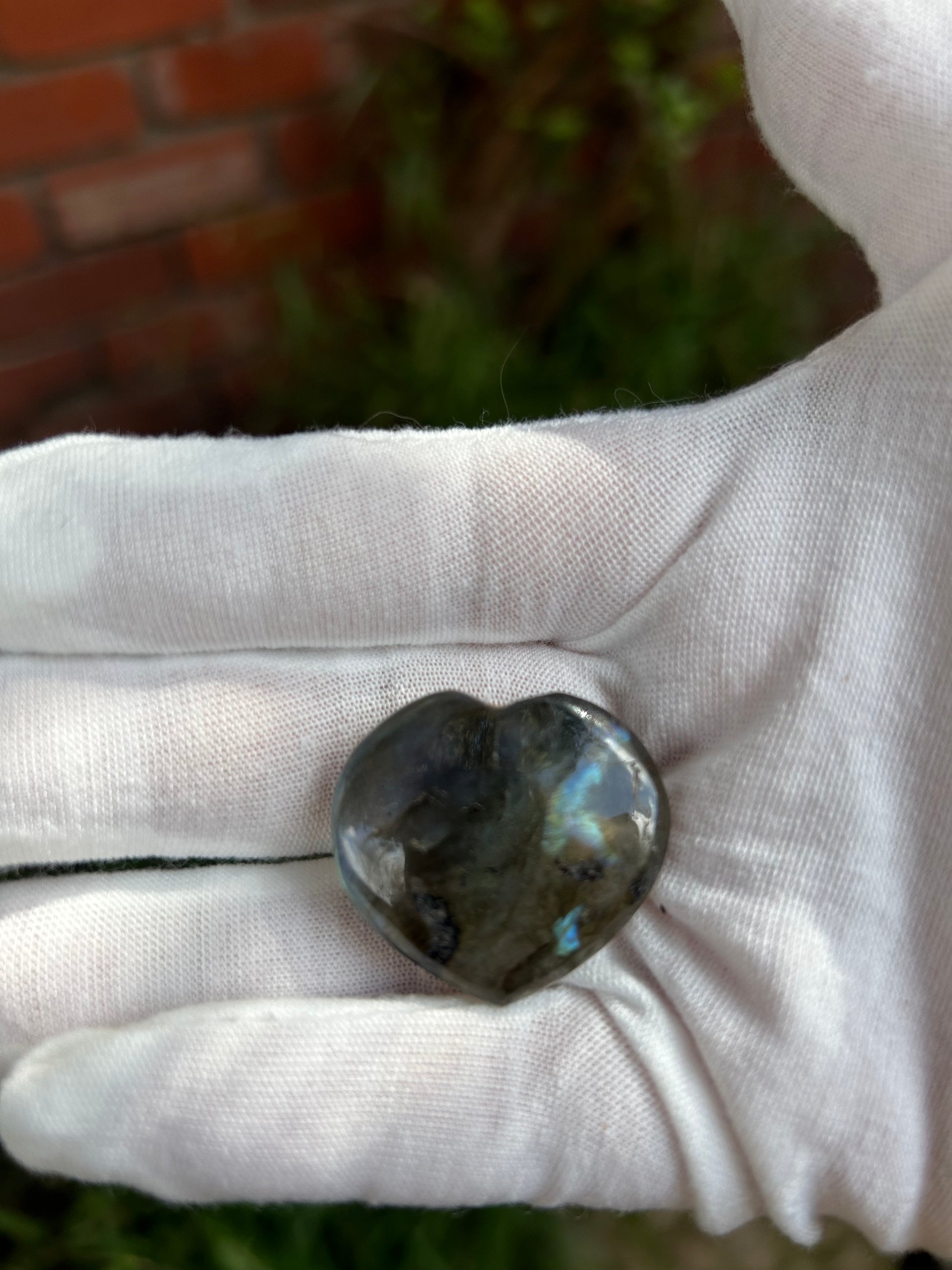 Small Labradorite Heart Palm Stone Blue Flash