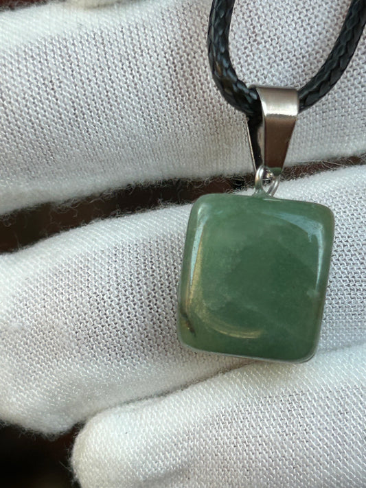 Green Aventurine Square Polished Stone Pendant