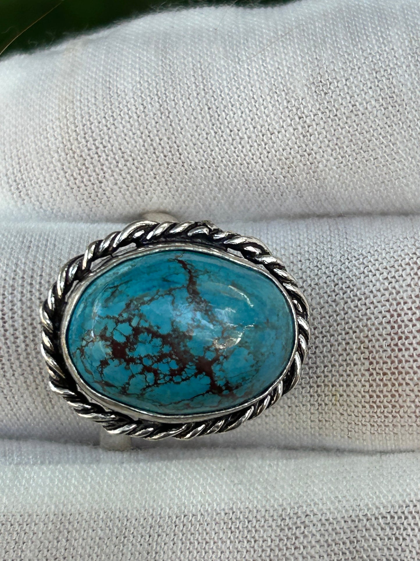 blue turquoise ring set in antique silver