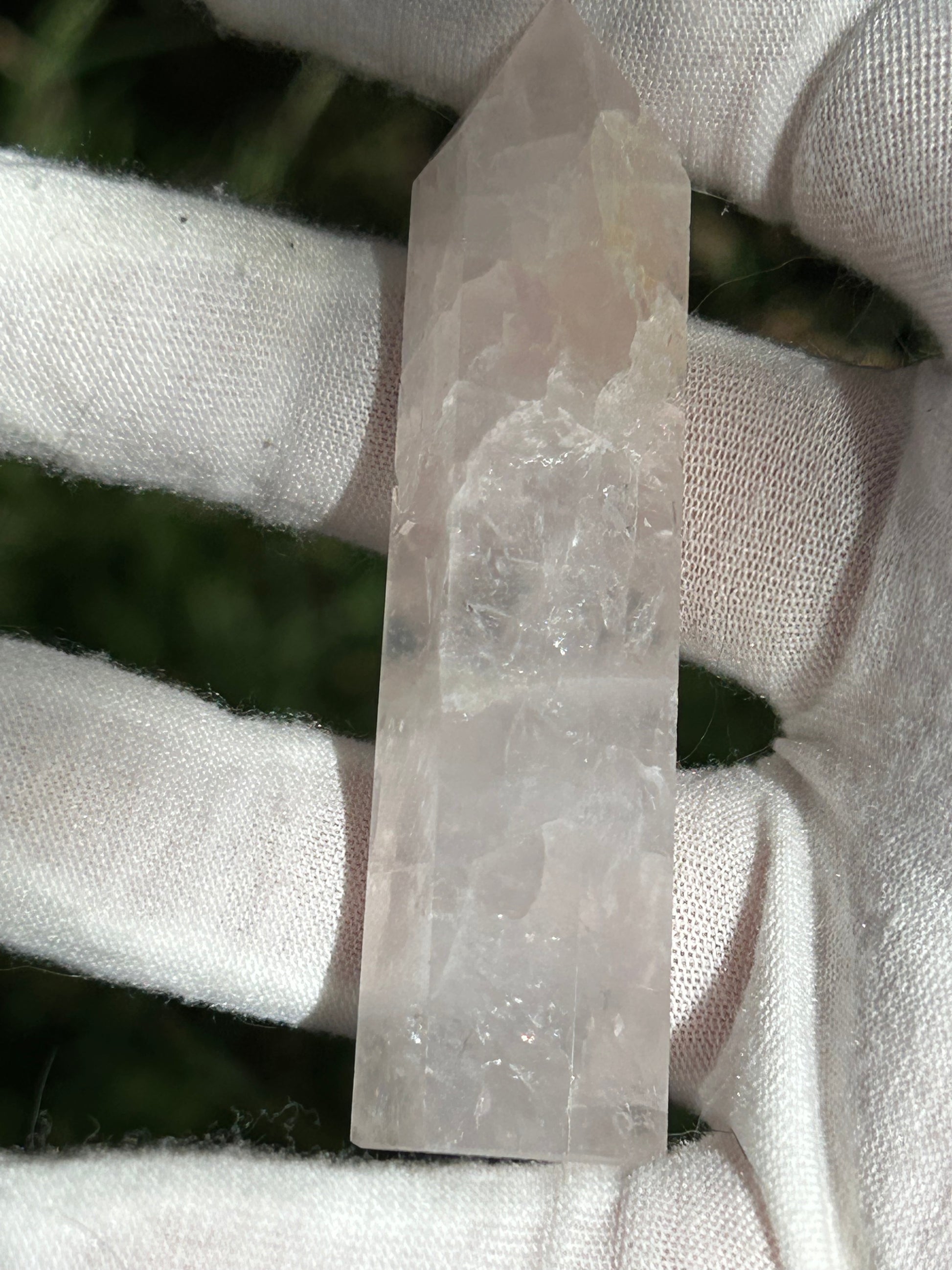 Rose quartz crystal point obelisk