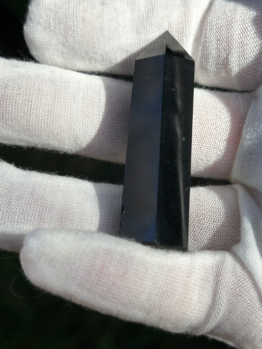 black obsidian point crystal