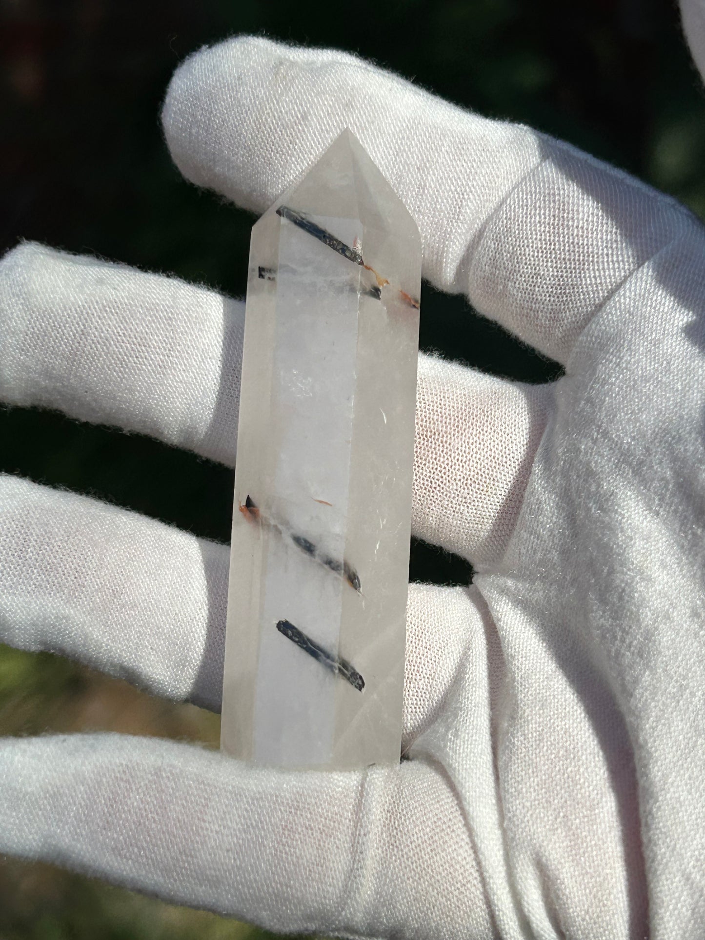 Tourmalated Quartz Crystal Point 7.5cm