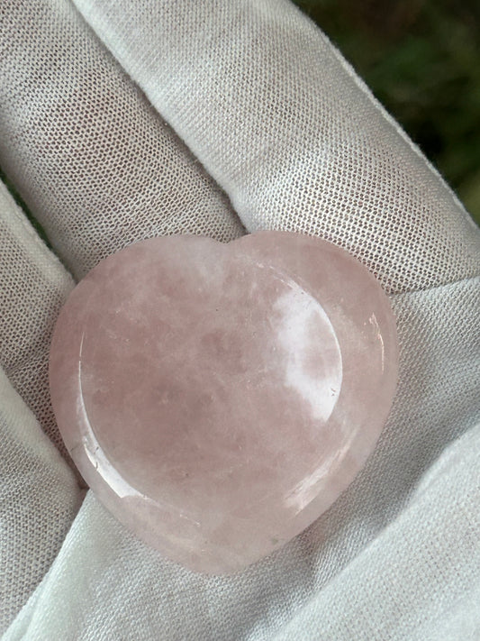 rose quartz crystal heart shaped thumb stone