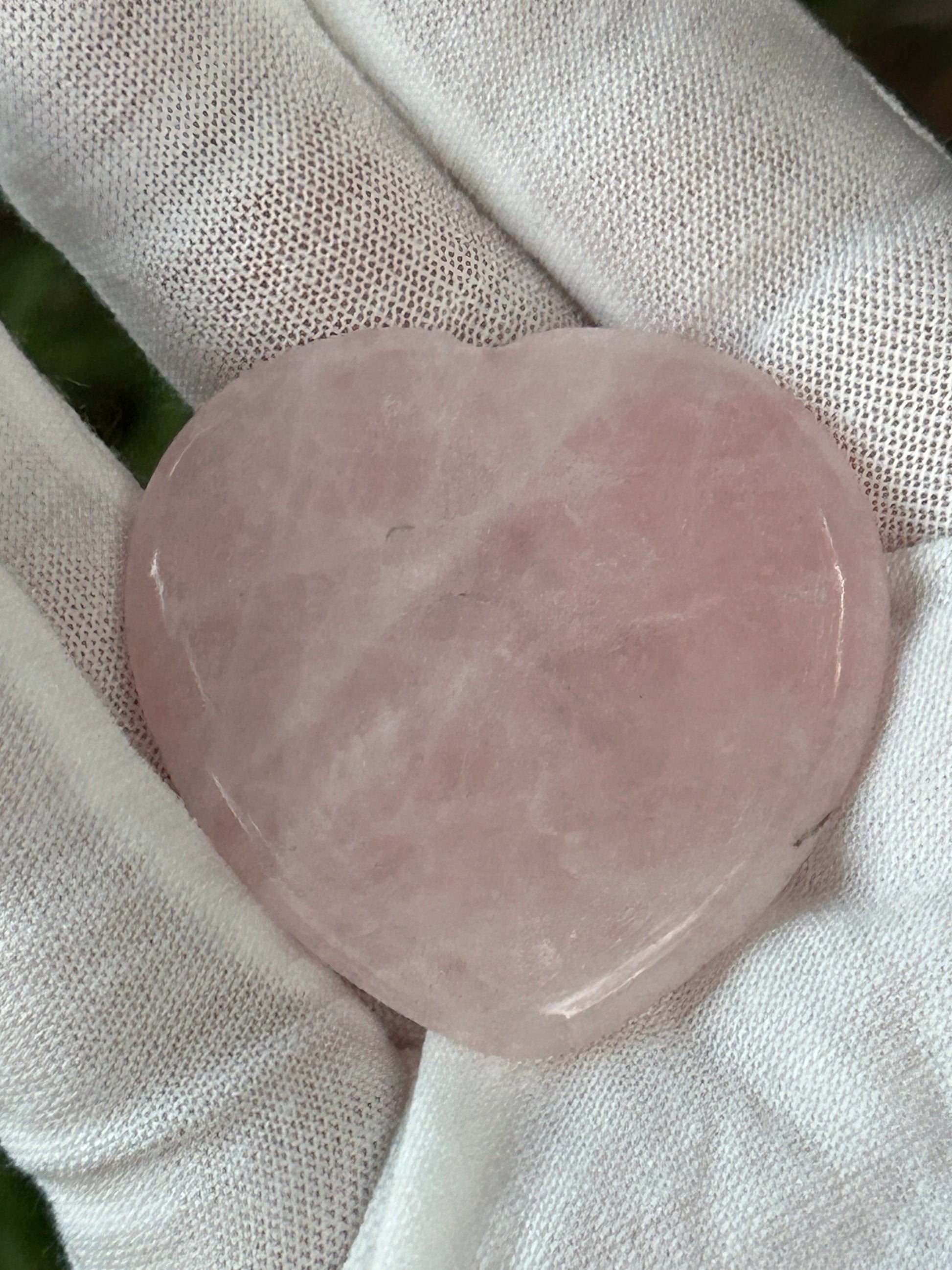 rose quartz crystal heart shaped thumb stone