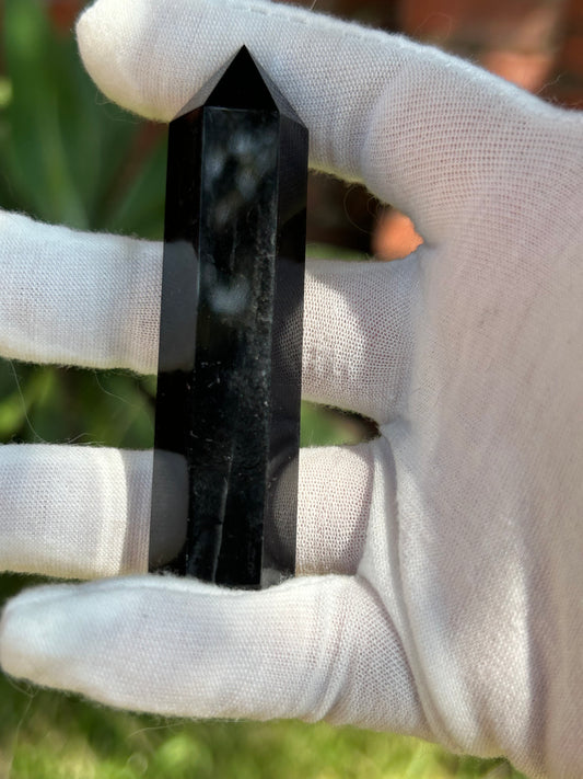 Black Obsidian polished point obelisk