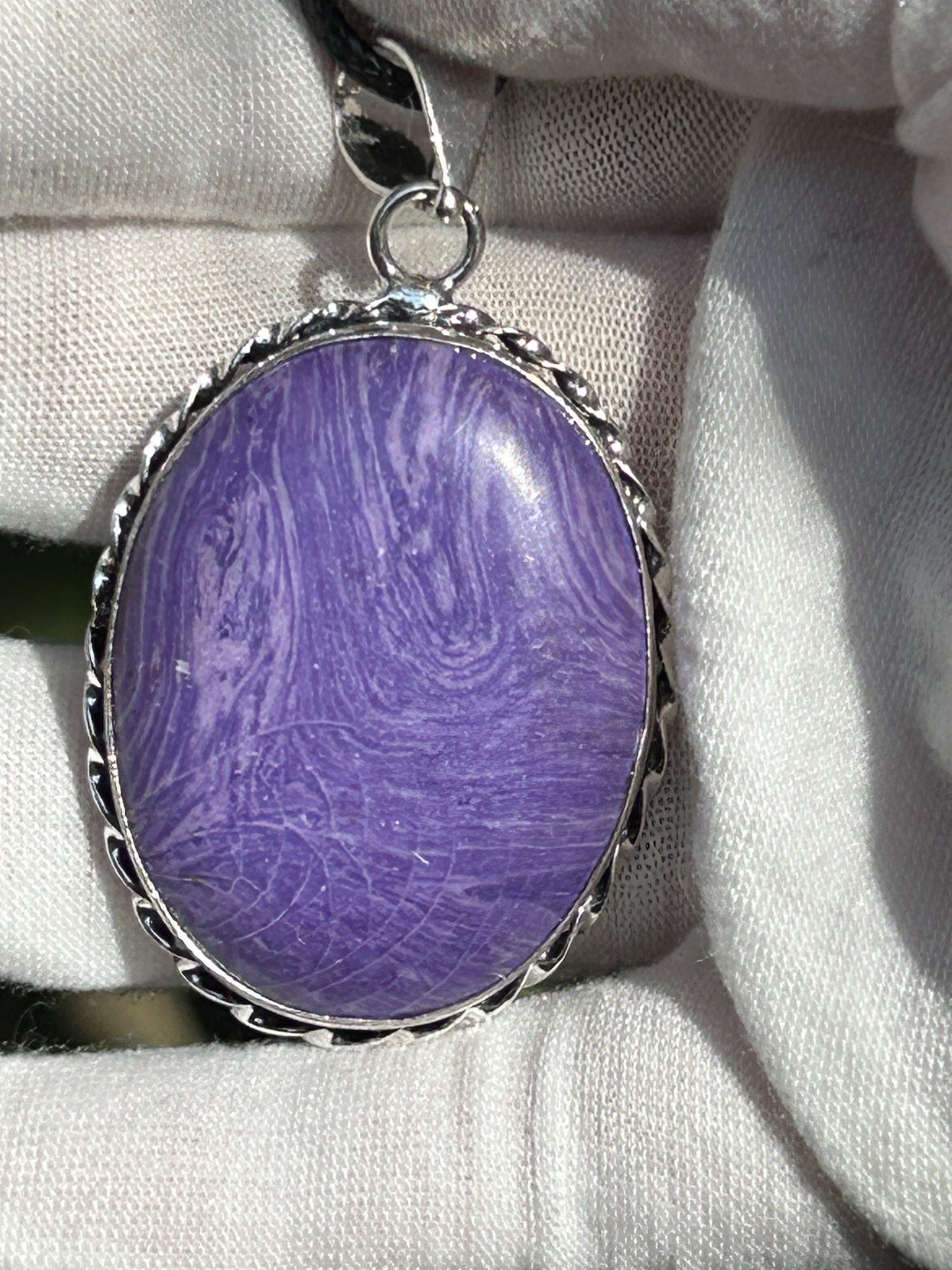 Charoite  925 Sterling Silver Plated Pendant