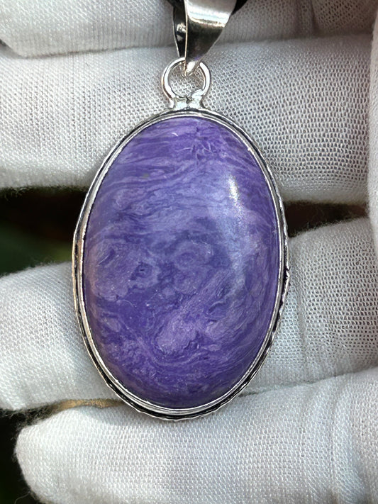 Charoite  925 Sterling Silver Plated Pendant