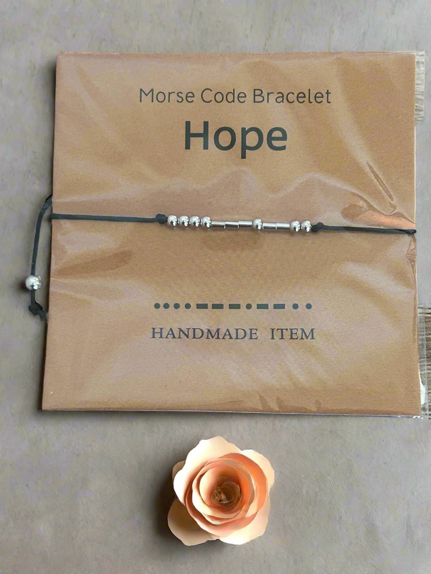 Morse Code black and silver 'hope' Bracelet