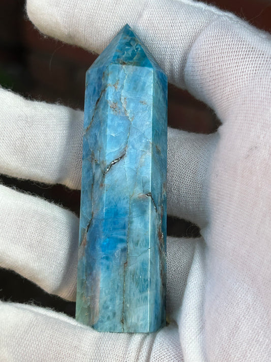 Blue Apatite Crystal Point Tower