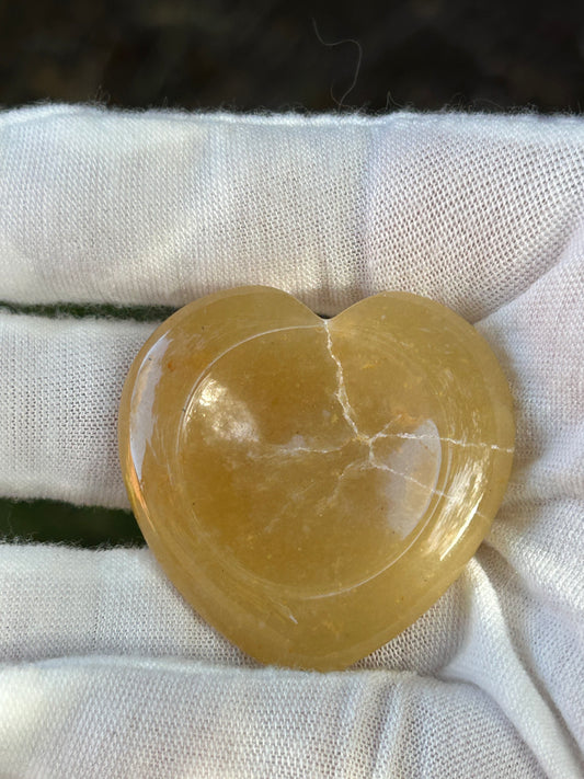 Yellow Jade Polished Heart Thumb Stone