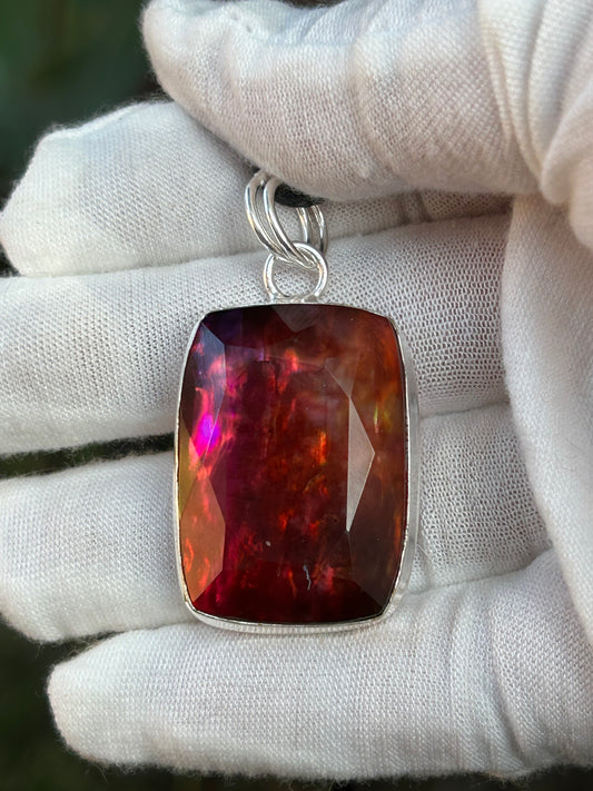 Ammolite Pendant in Sterling Silver Setting