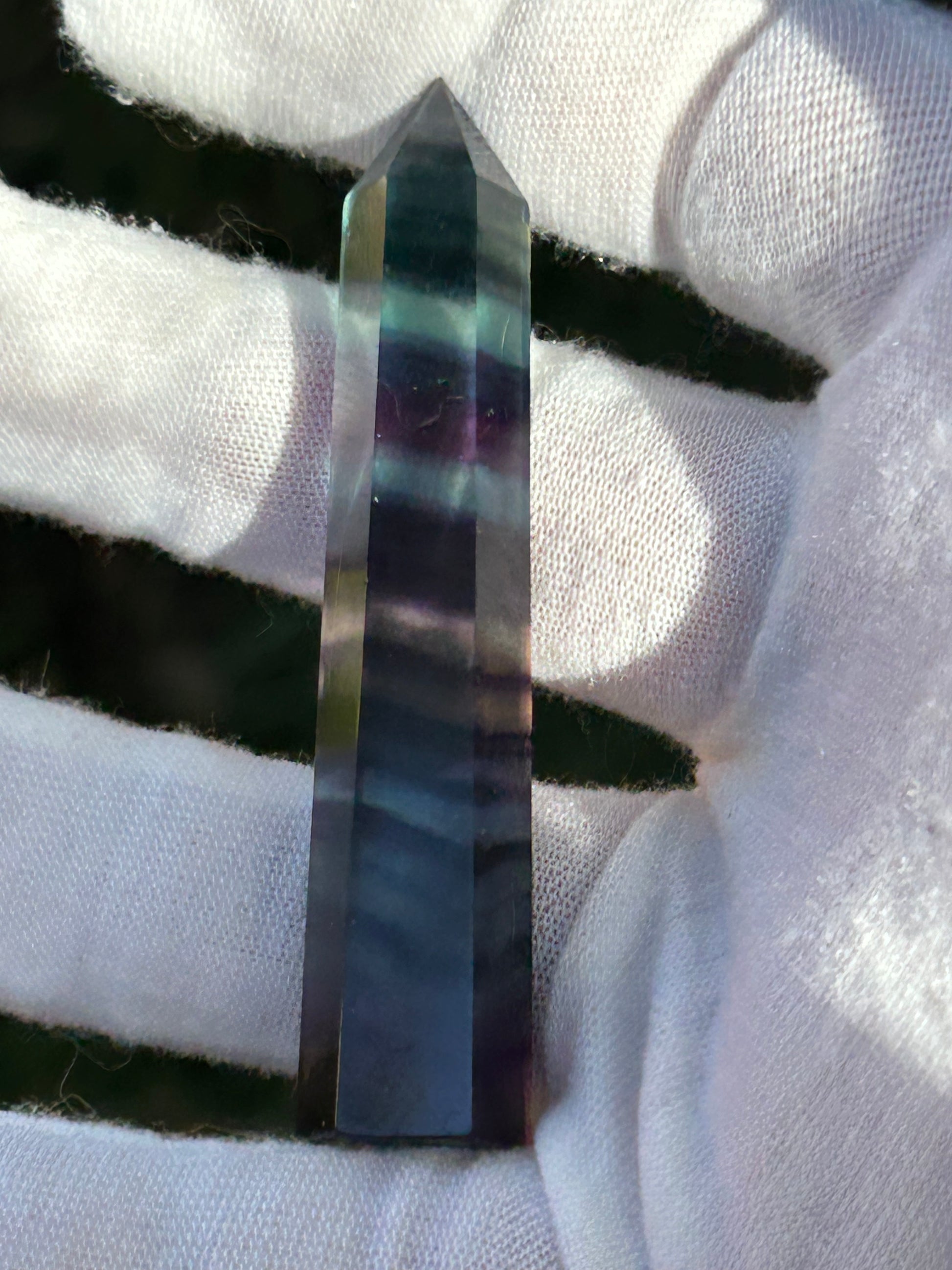 Rainbow Fluorite Crystal Tower Point