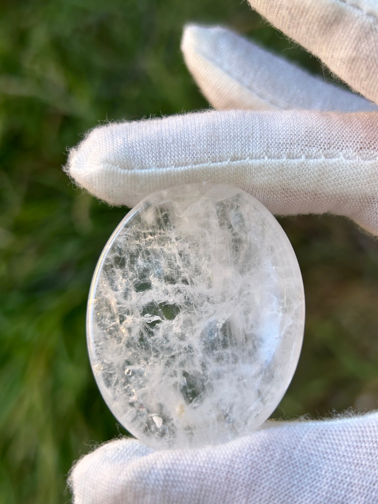 Clear Quartz Polished Oval Palm Stone