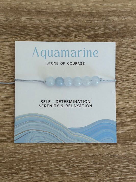 Aquamarine Bead  and Cord Bracelet