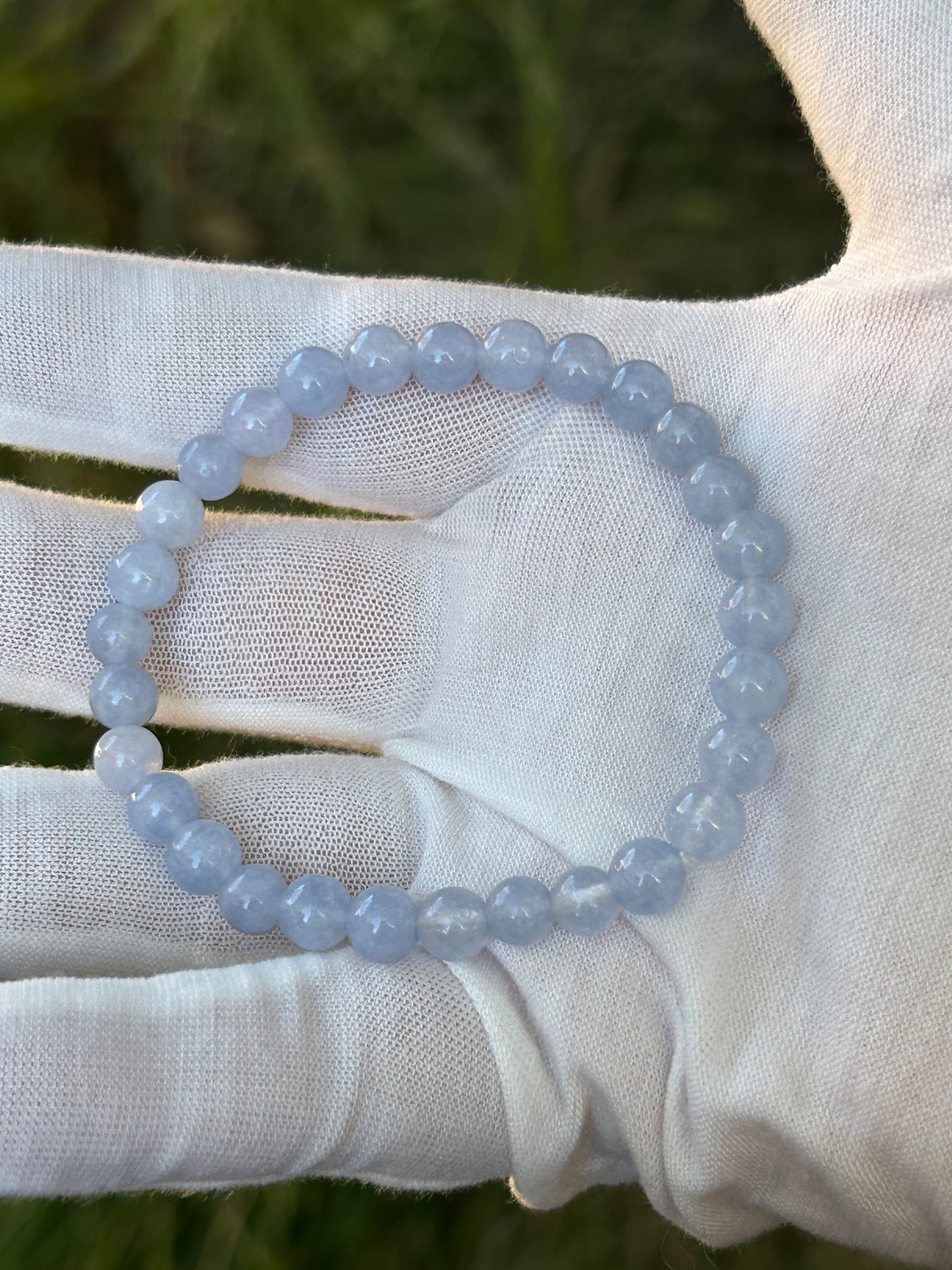 Blue Aquamarine Bead Bracelet