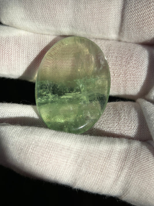 Rainbow Fluorite Crystal Polished Thumb Stone green tones