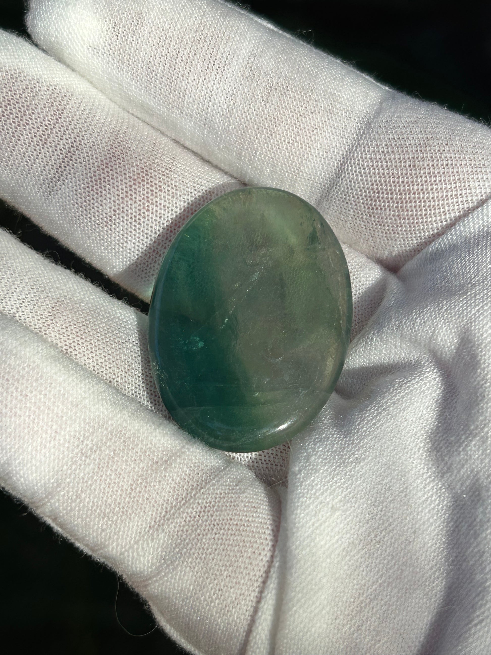 Rainbow Fluorite Crystal Polished Thumb Stone Green tones