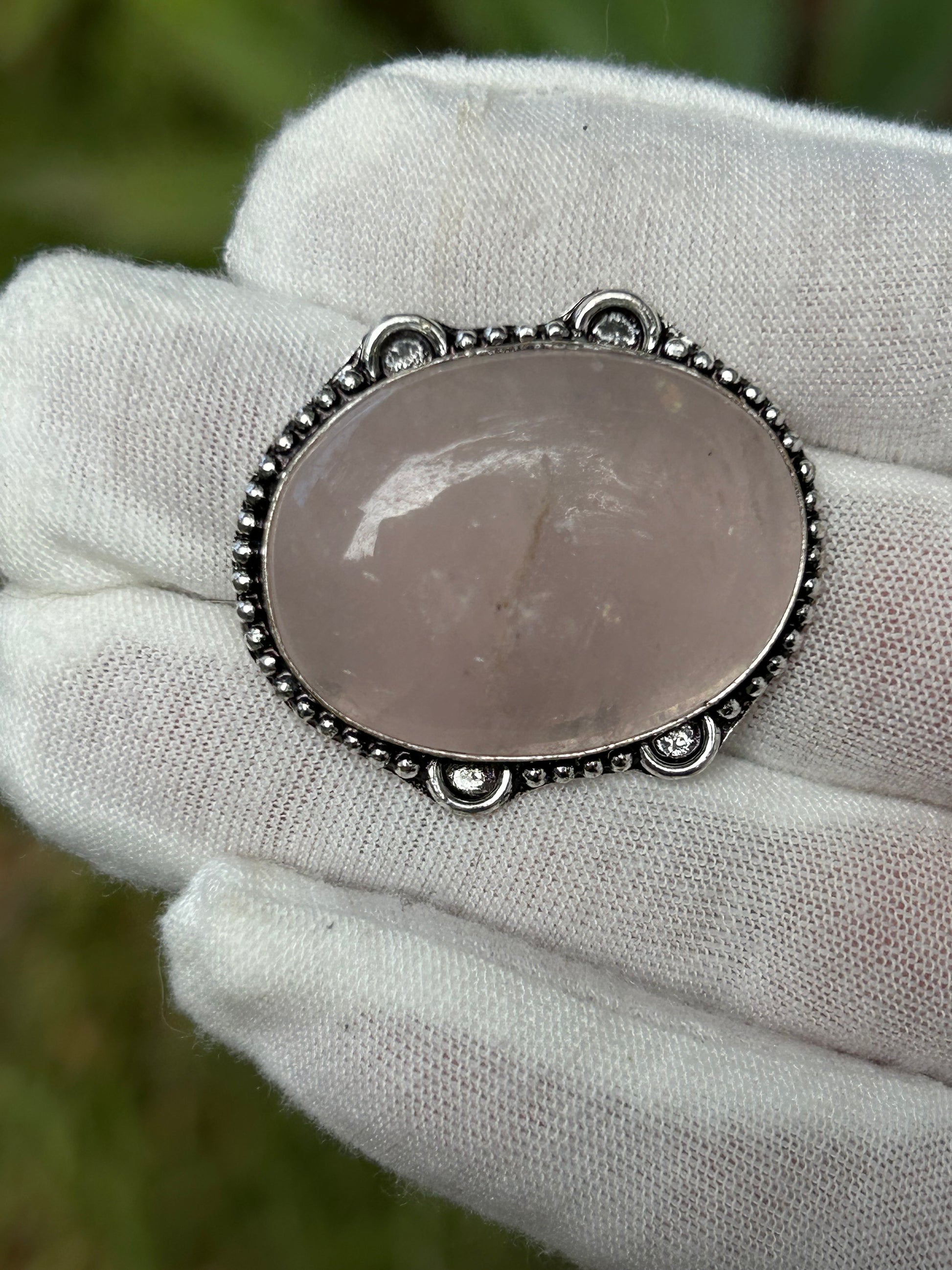 Rose Quartz 925 Sterling Silver Plated Adjustable Ring