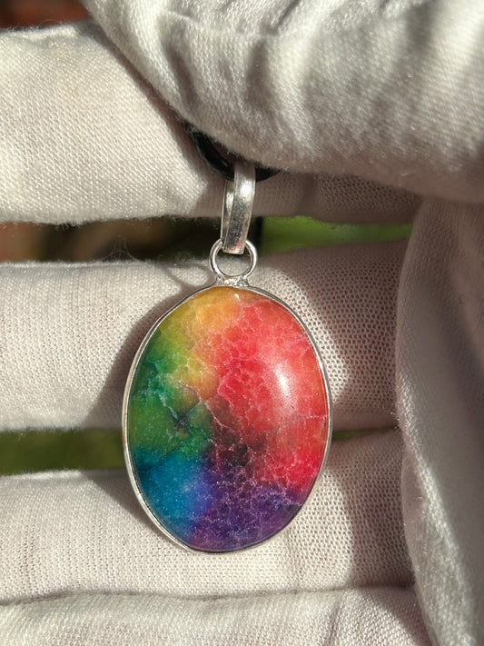 Rainbow Solar Quartz 925 Sterling Silver Plated Pendant