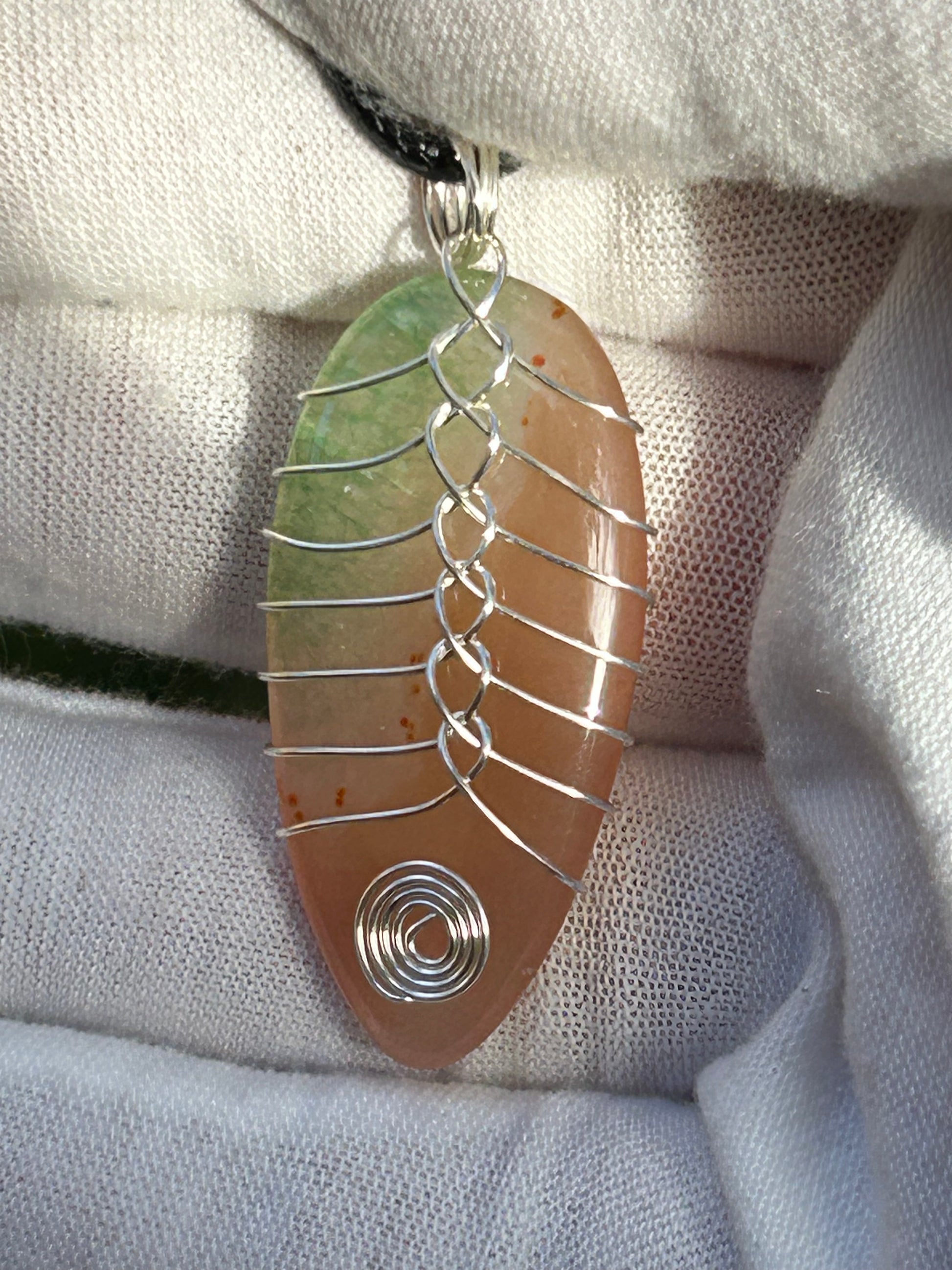 Multicoloured Brazilian Agate Silver Wire Wrapped Pendant