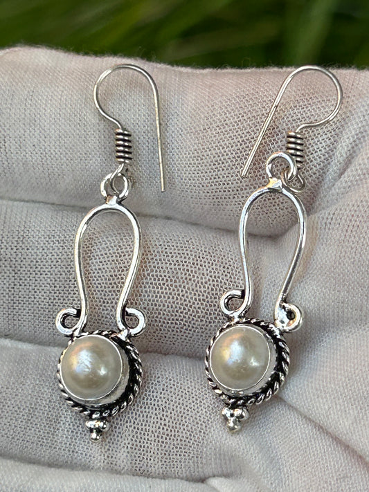 Pearl Drop Earrings with 925 Sterling Silver Plating