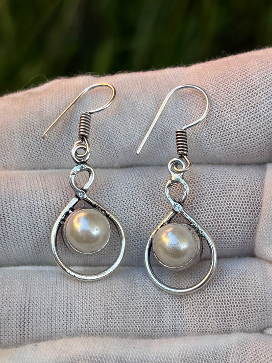 Pearl Drop Earrings with 925 Sterling Silver Plating