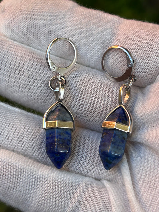 Lapis Lazuli Double Point drop earrings