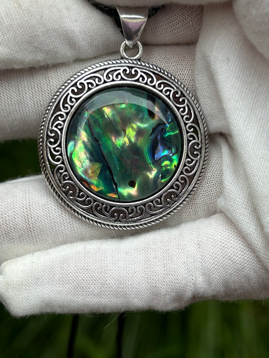 Paua/Abalone Shell Pendant  in Antique Silver Setting