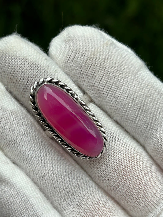 Pink Botswana Agate 925 Sterling Silver Plated Adjustable Ring