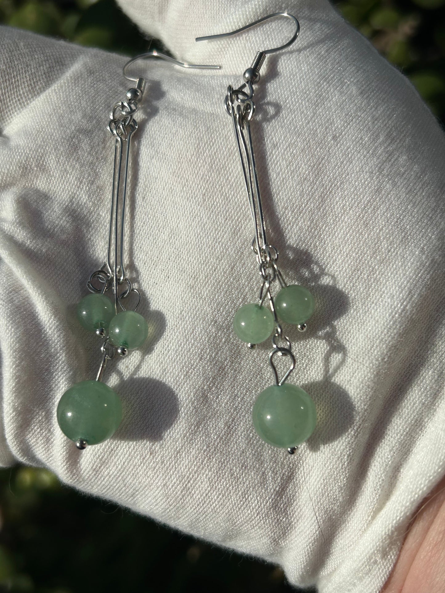 Silver and Green Aventurine Drop Earrings