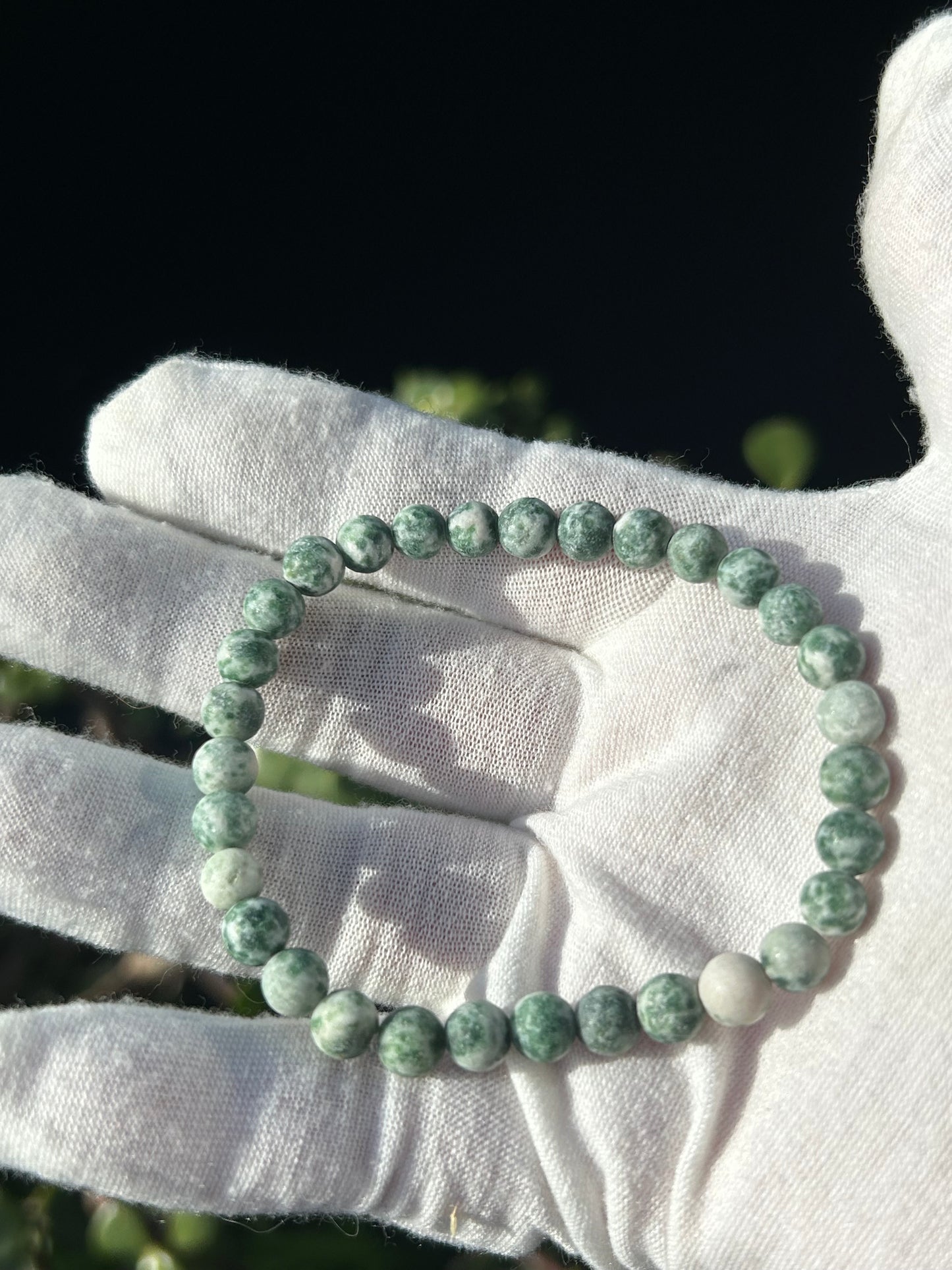 Green Spot Jasper Bead Bracelet